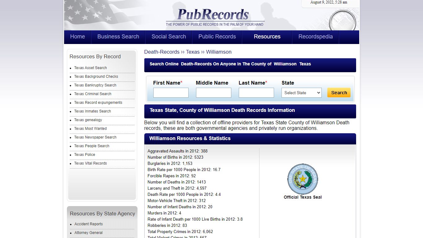 Williamson County, Texas Death Records